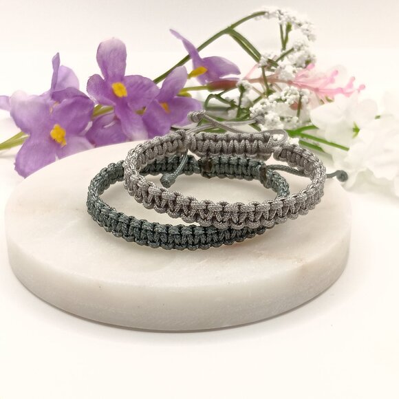 Macrame Cord Bracelet โ Gray Shades | Waterproof & Adjustable - Picture 7 of 14